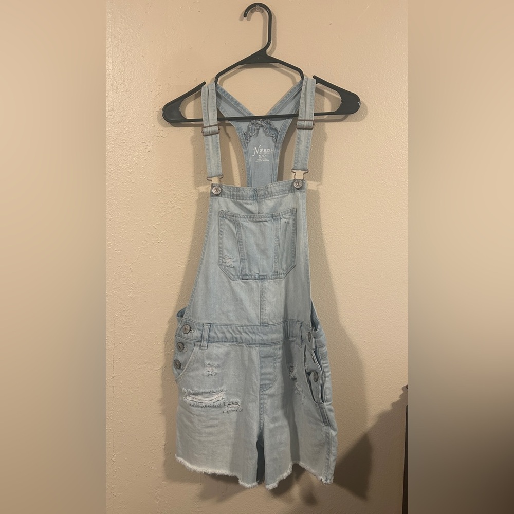 distressed light denim shorts overalls | Bass Pro Shop | size small
